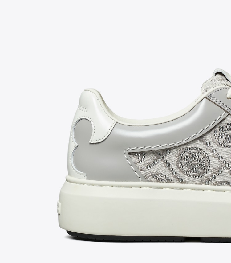 Tory Burch designer sneakers T Monogram Ladybug Sneaker in T MONOGRAM MERCURY / BAY GRAY / BLANC detail