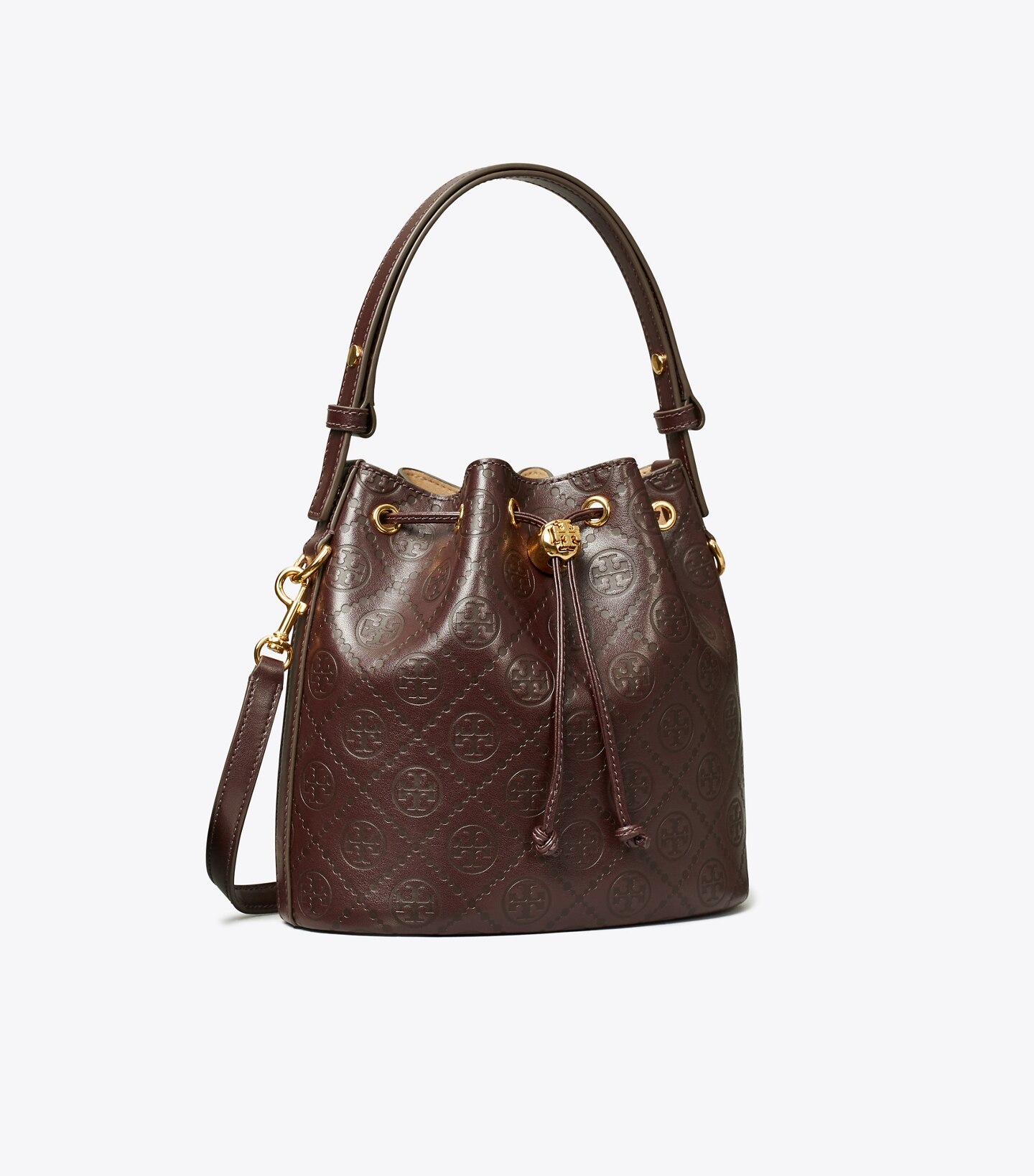 T Monogram Leather Bucket Bag