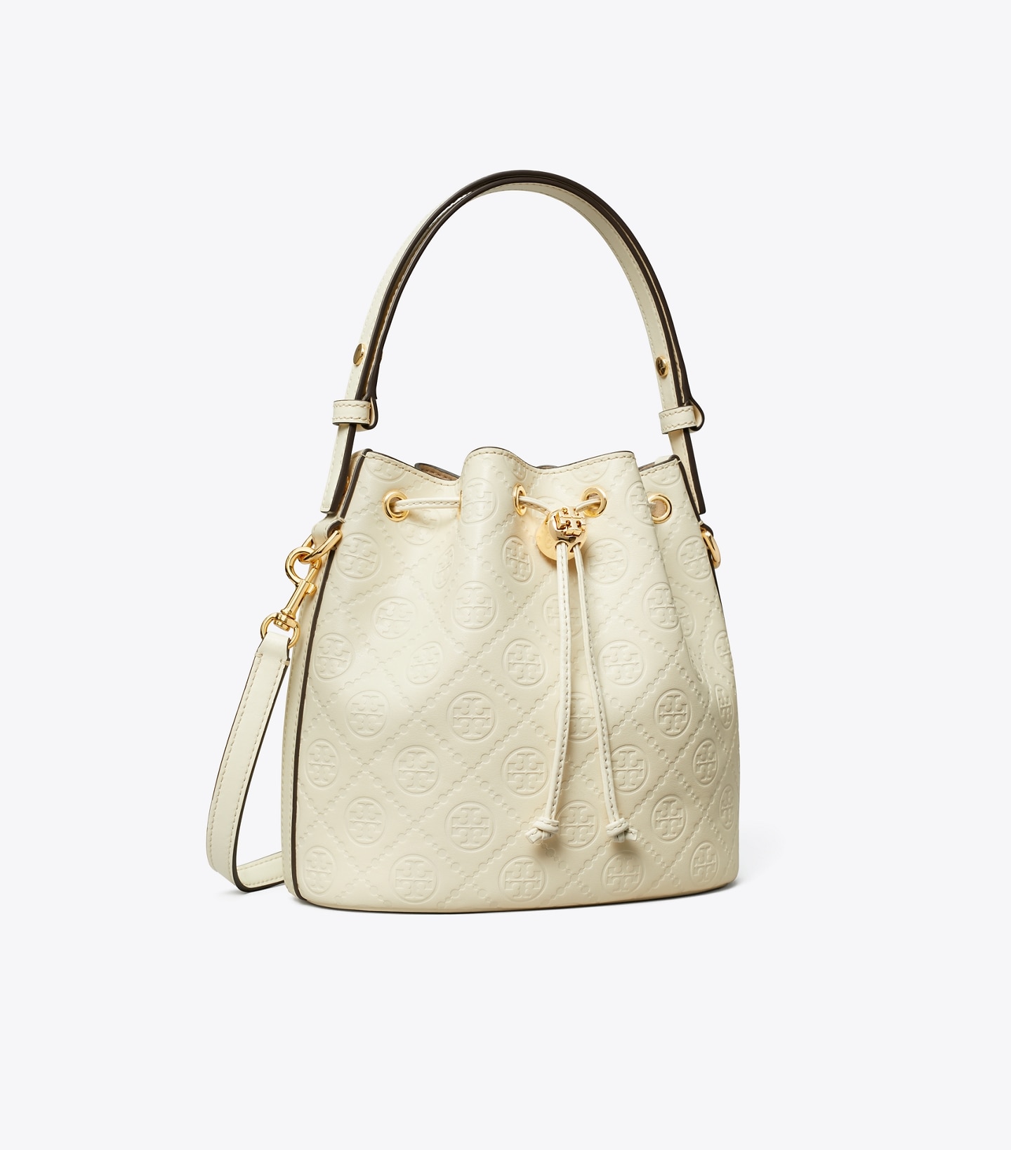 T Monogram Leather Bucket Bag