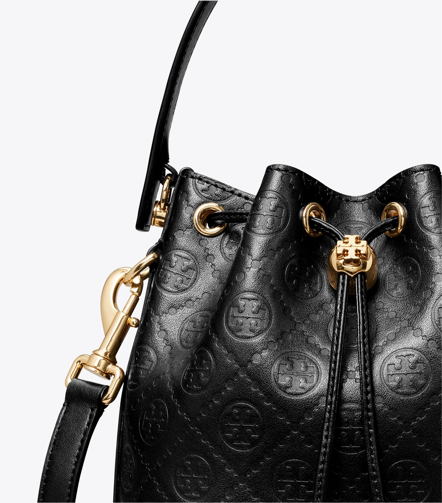 T Monogram Leather Bucket Bag