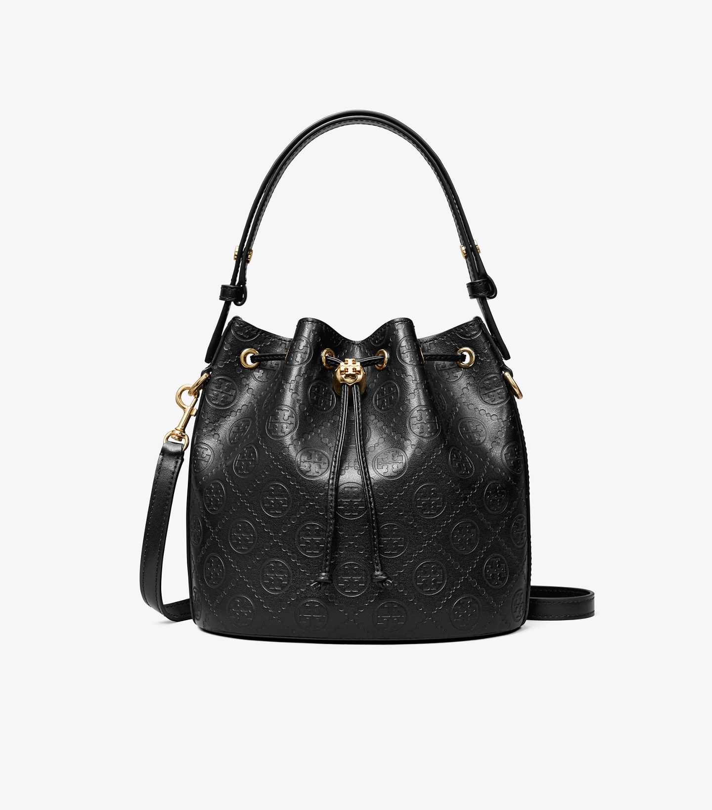 T Monogram Leather Bucket Bag