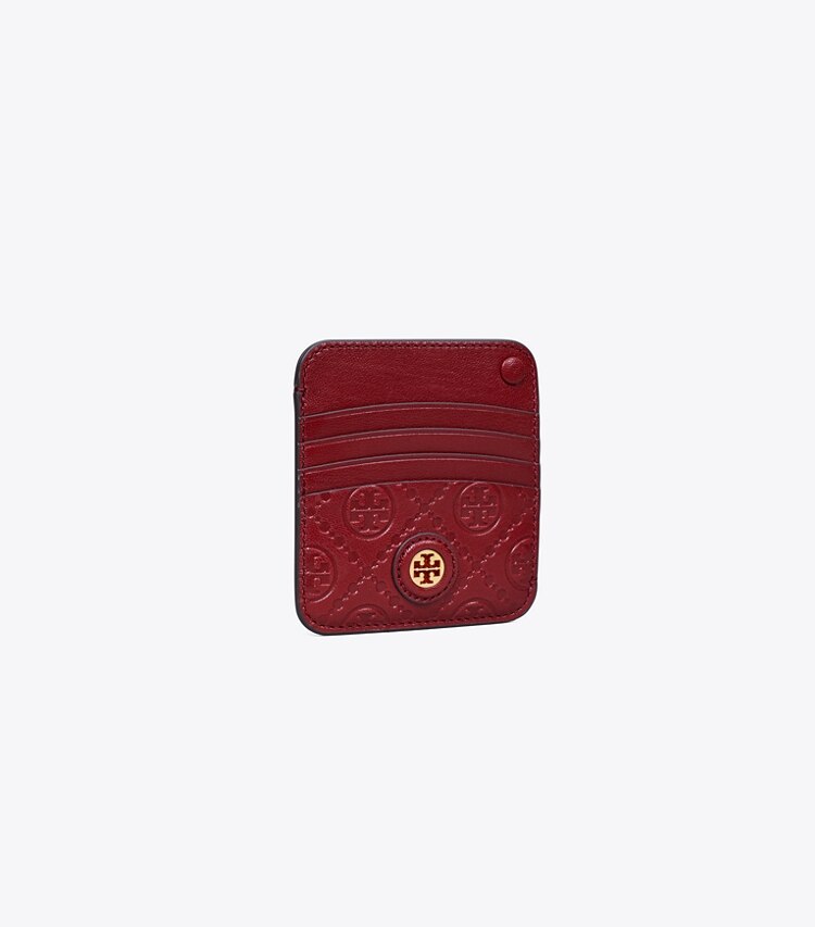 Tory Burch designer card cases T Monogram Leather Card Case in JUNEBERRY angle