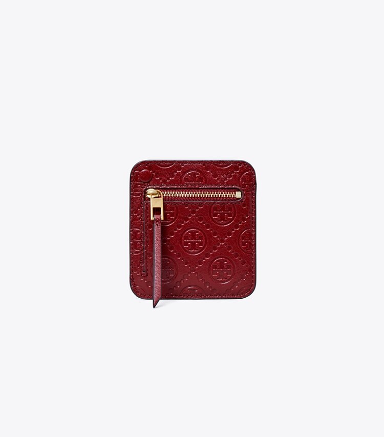 Tory Burch designer card cases T Monogram Leather Card Case in JUNEBERRY back