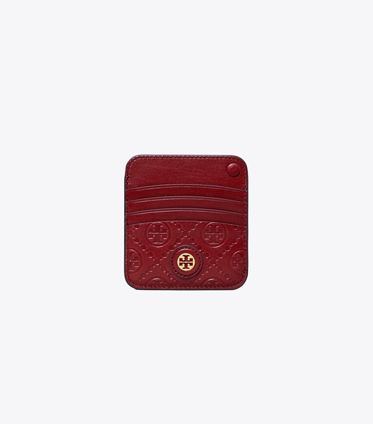 Tory Burch designer card cases T Monogram Leather Card Case in JUNEBERRY angle