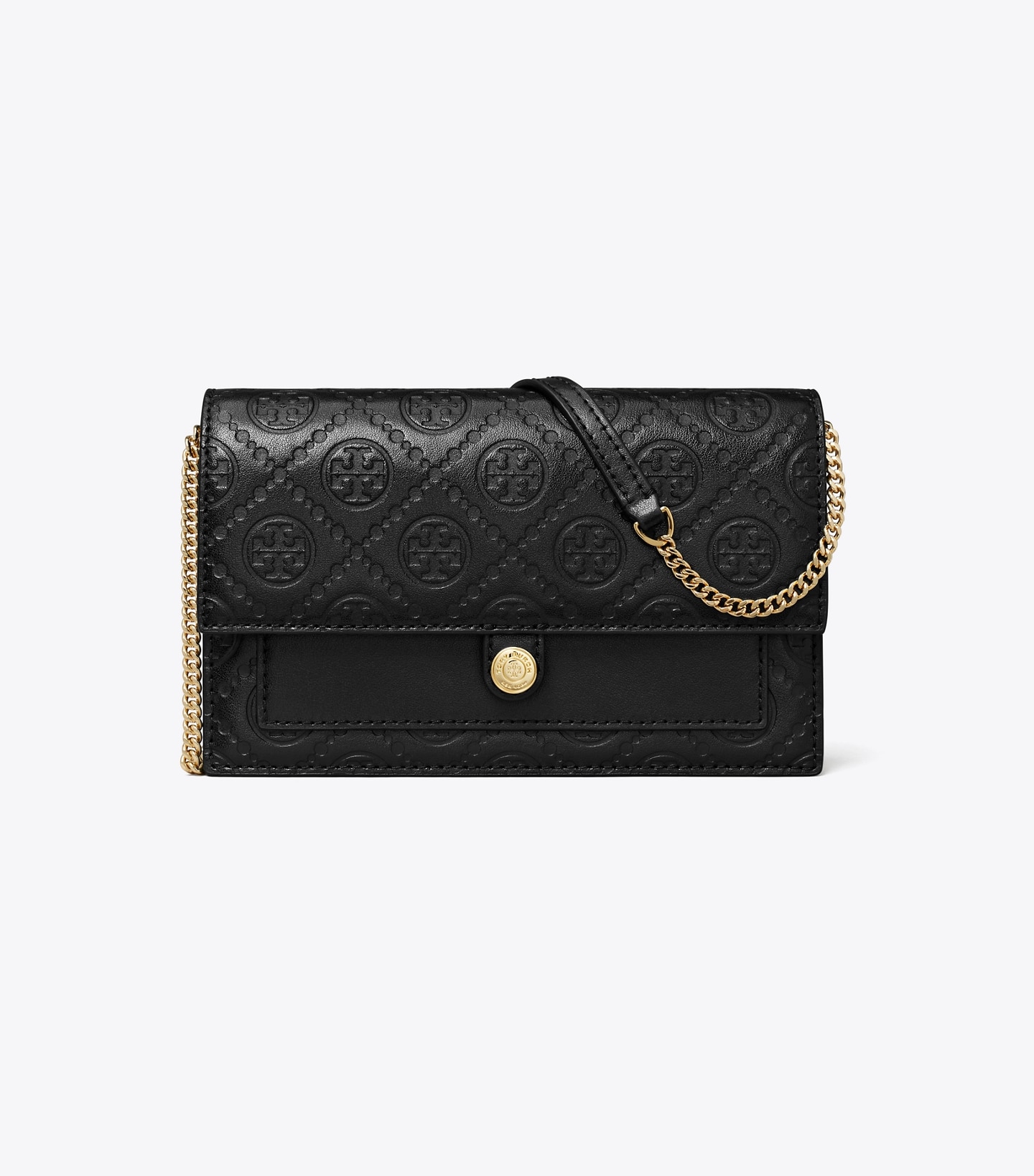 T Monogram Leather Chain Wallet