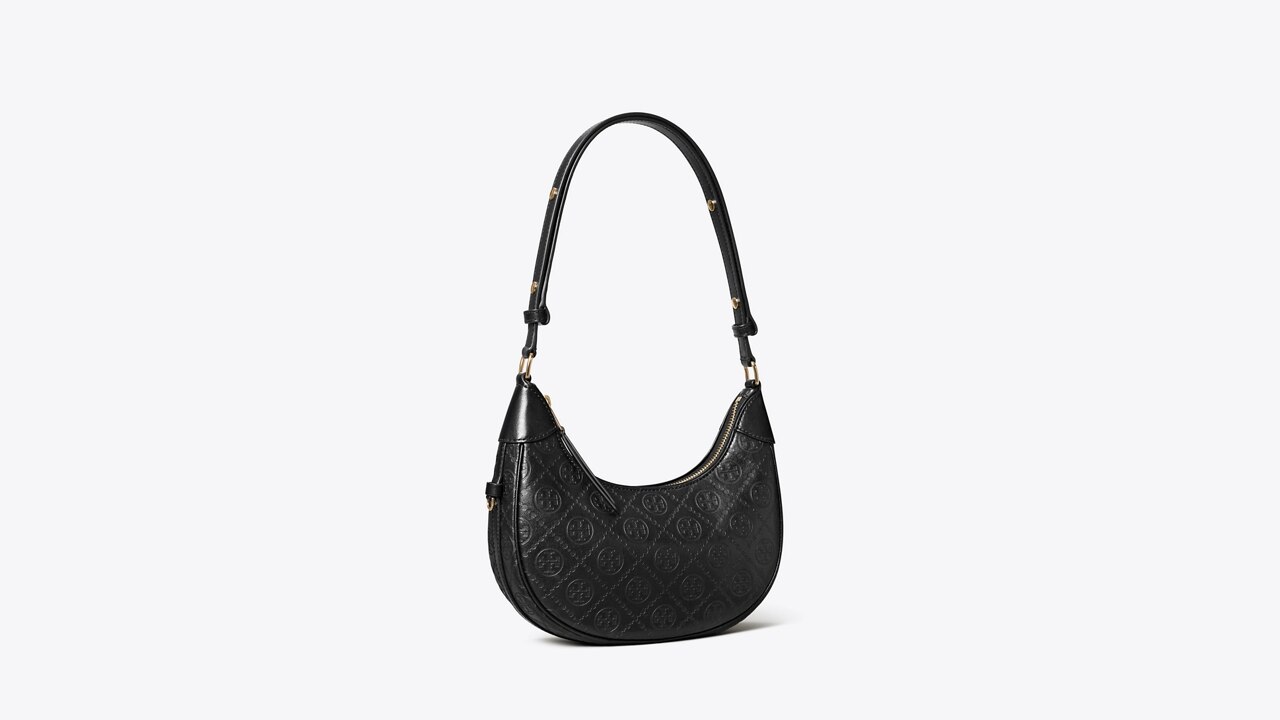 T Monogram Leather Crescent Bag: Women's Designer Shoulder Bags | Tory ...