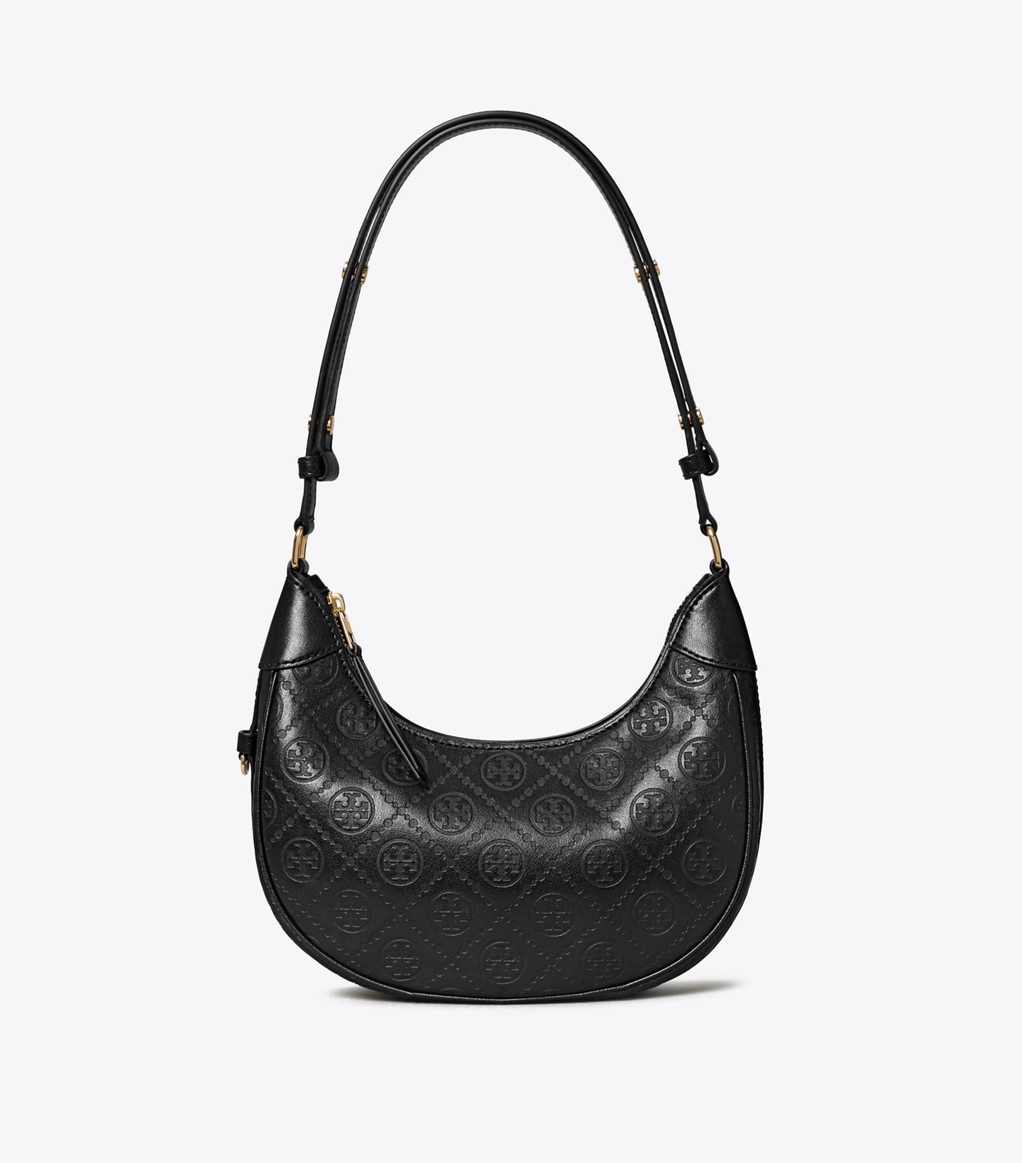 T Monogram Leather Crescent Bag