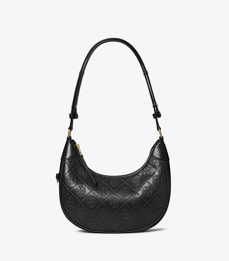 Tory Burch designer ショルダーバッグ Tモノグラム レザー クレッセントバッグ in Black front