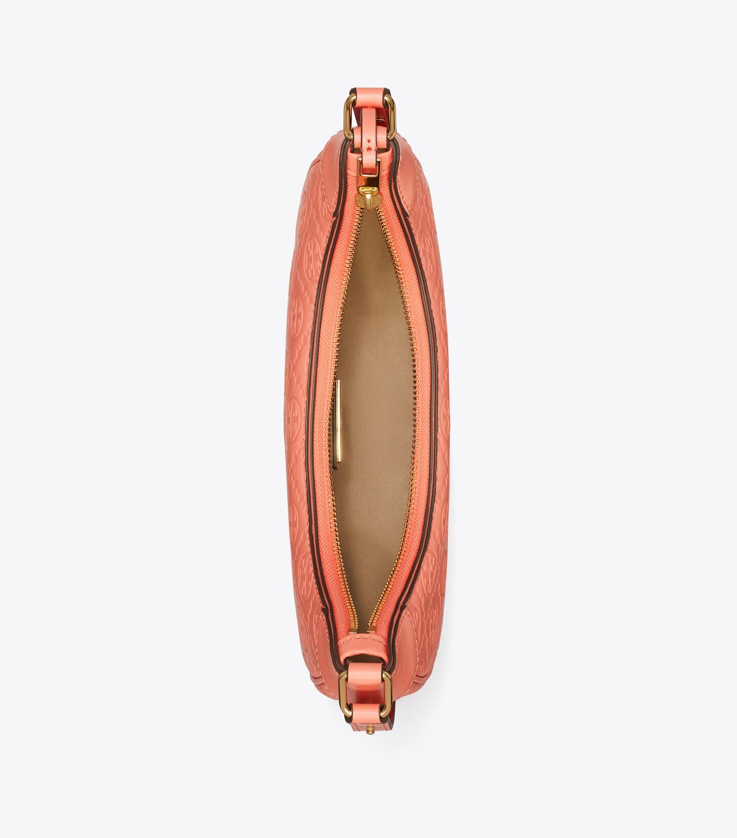 T Monogram Leather Crescent Bag