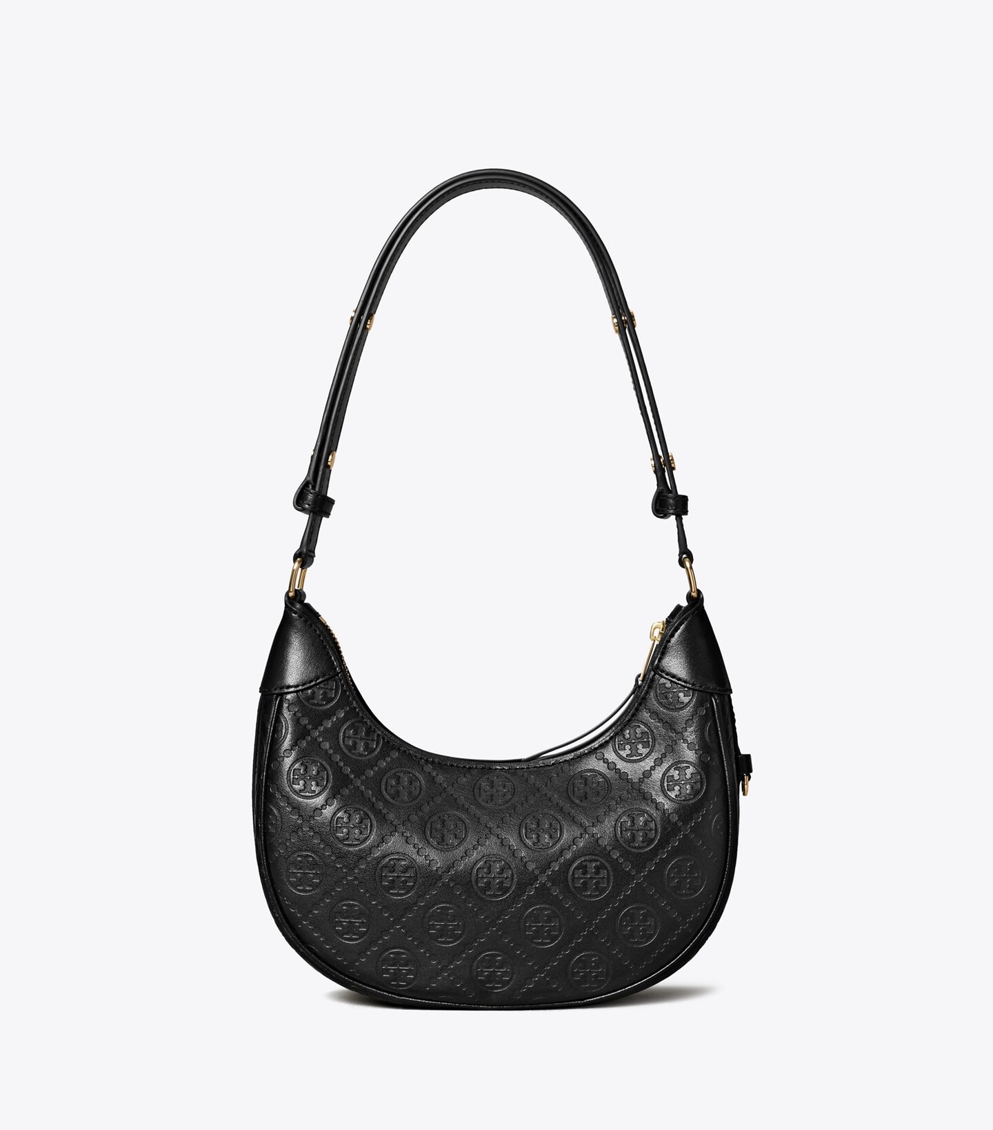 T Monogram Leather Crescent Bag