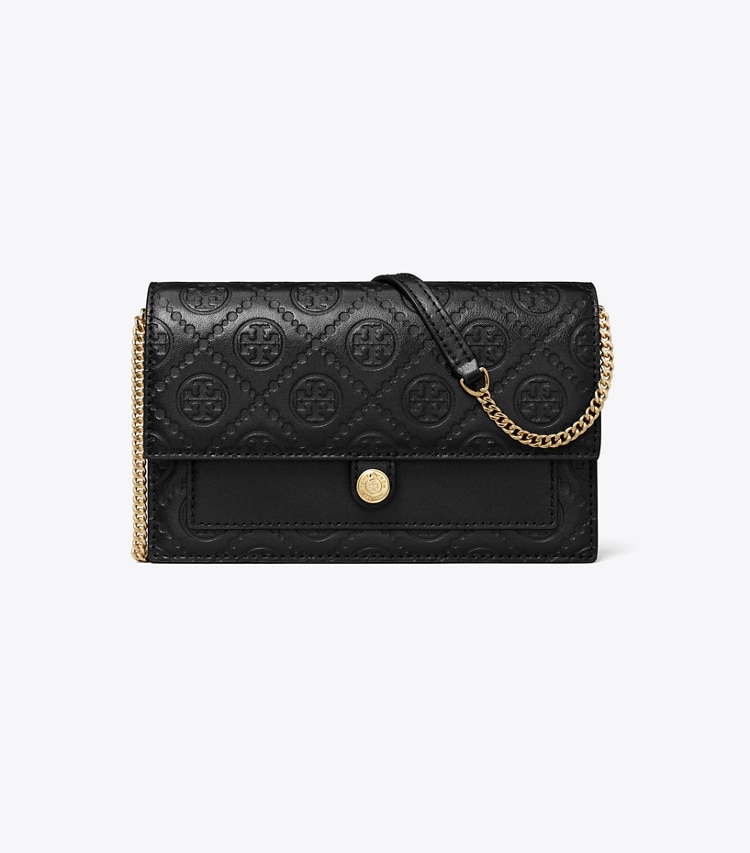 Tory Burch designer mini bags T Monogram Leather Crossbody in Black front