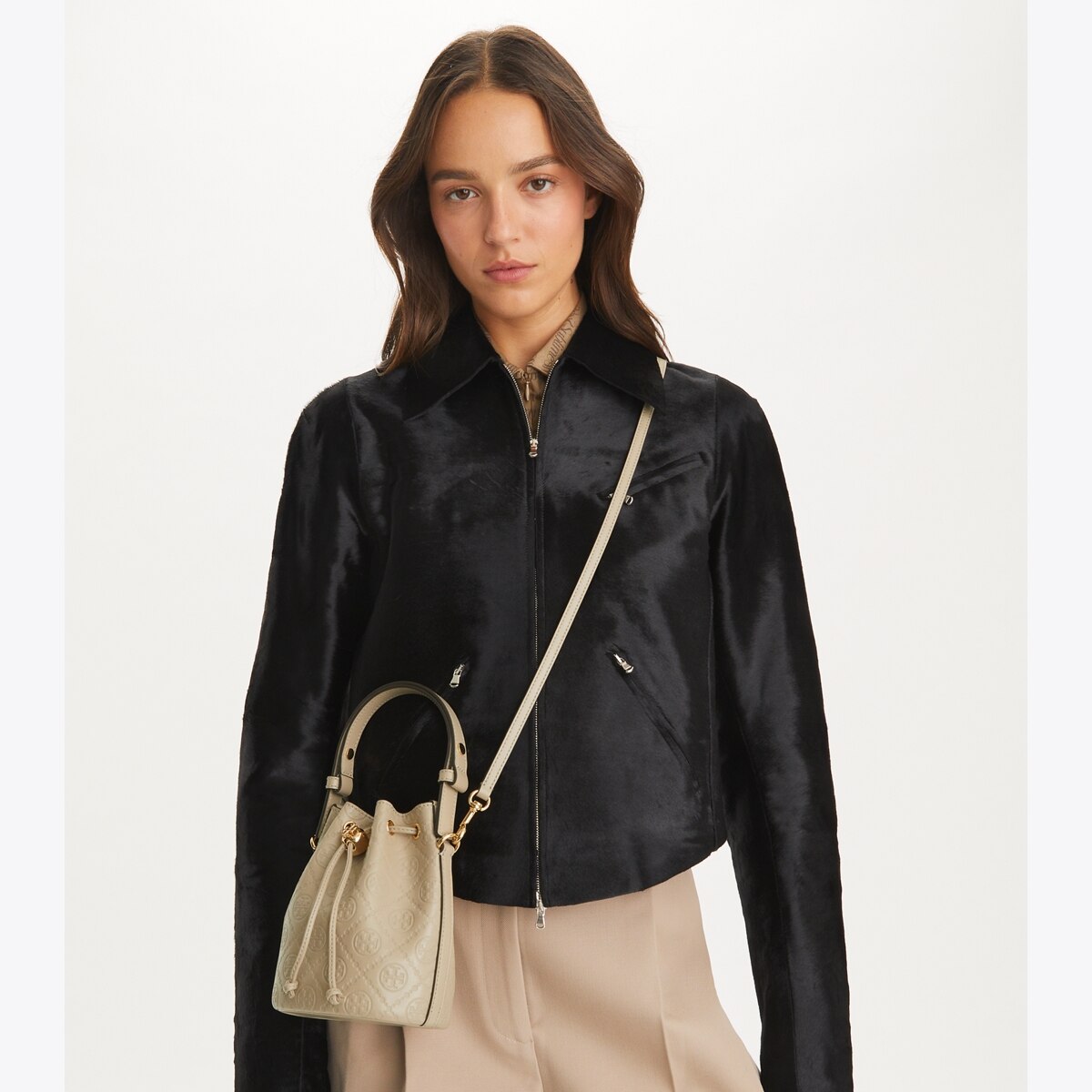 Tory Burch Emerson Mini Bucket Bag / Crossbody -Black -NWT