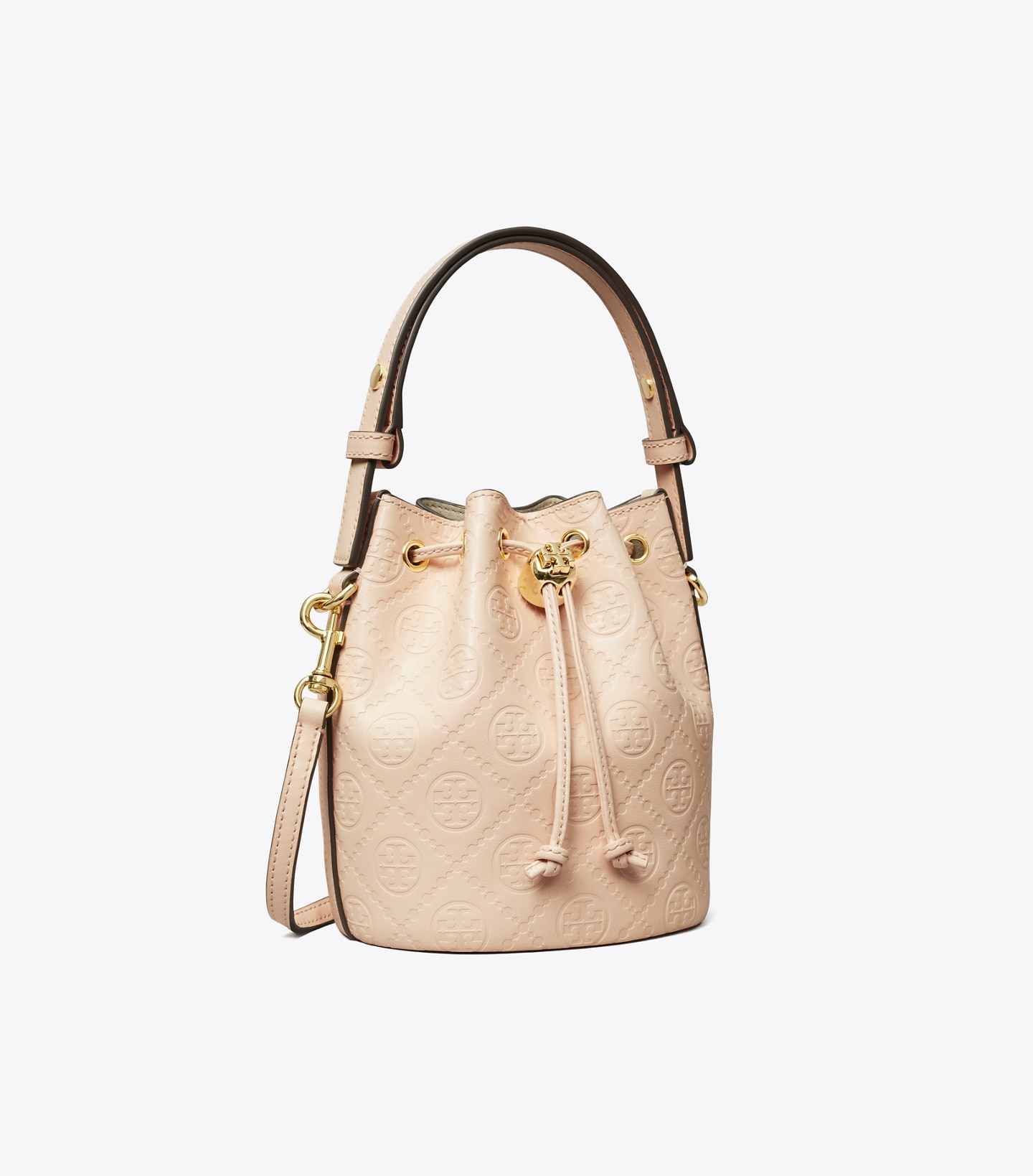 T Monogram Leather Mini Bucket Bag