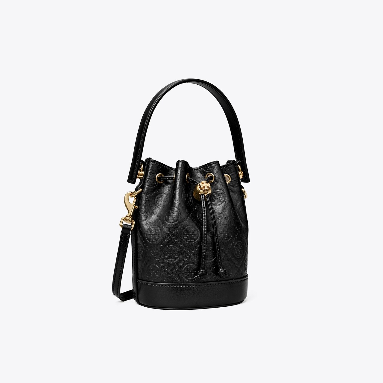 T Monogram Leather Mini Bucket Bag