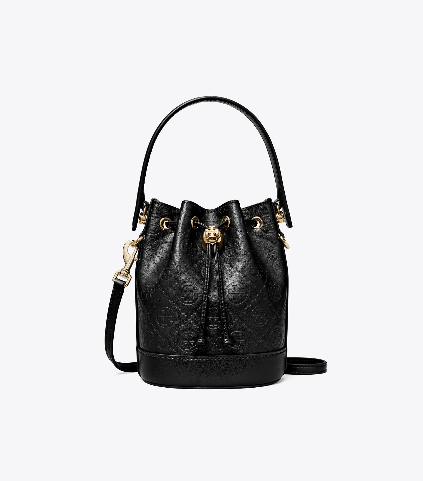 T Monogram Leather Mini Bucket Bag