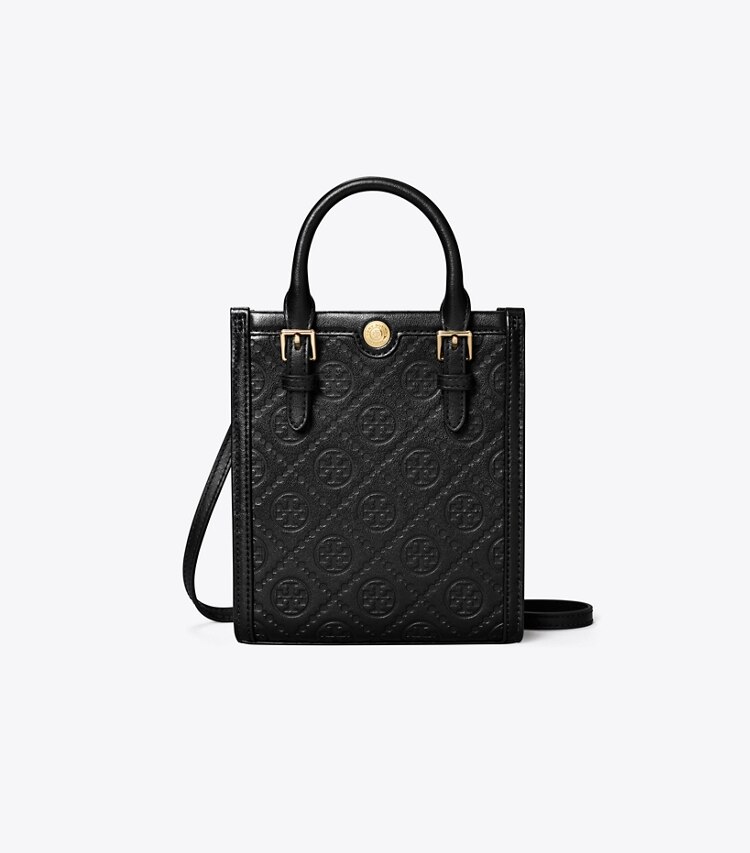 Tory Burch designer クロスボディバッグ Tモノグラム レザー ミニトート in Black front