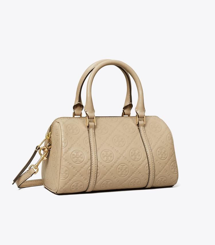Tory Burch designer クロスボディバッグ Tモノグラム レザー プチバレルバッグ in Fresh Clay angle