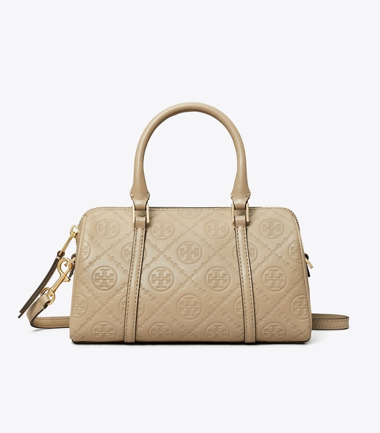 Tory Burch designer クロスボディバッグ Tモノグラム レザー プチバレルバッグ in Fresh Clay front
