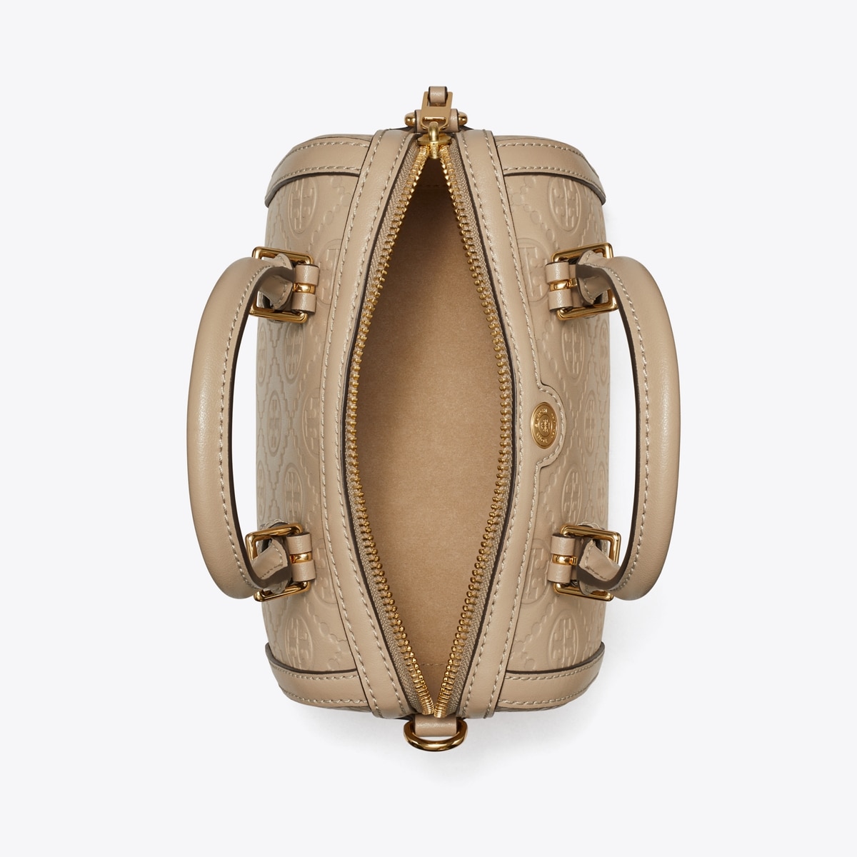 T Monogram Leather Petite Barrel Bag: Women's Handbags
