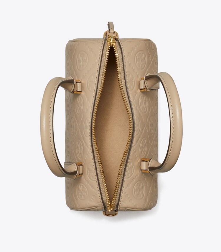 Tory Burch designer クロスボディバッグ Tモノグラム レザー プチバレルバッグ in Fresh Clay オーバーヘッド
