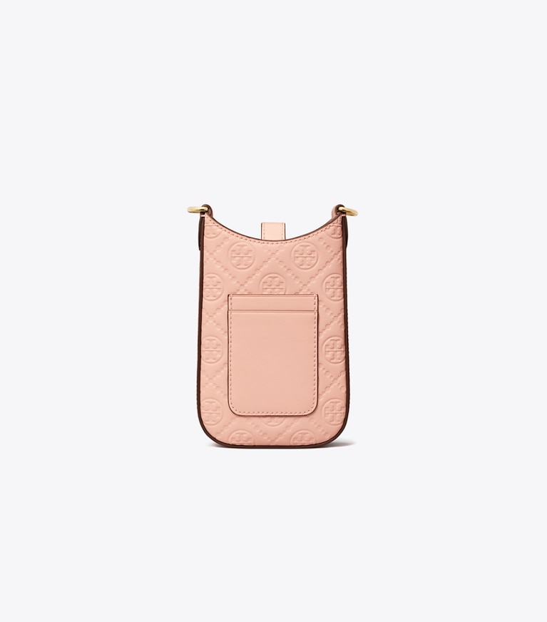 Tory Burch designer mini bags T Monogram Leather Phone Crossbody in Blush angle