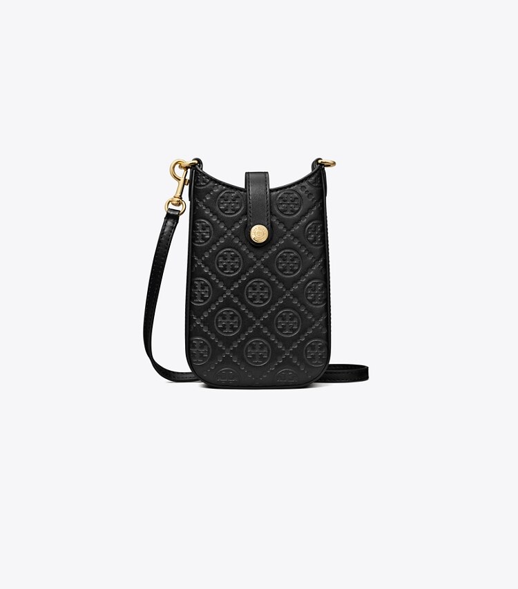 Tory Burch designer ミニバッグ Tモノグラム レザー フォン クロスボディ in Black front