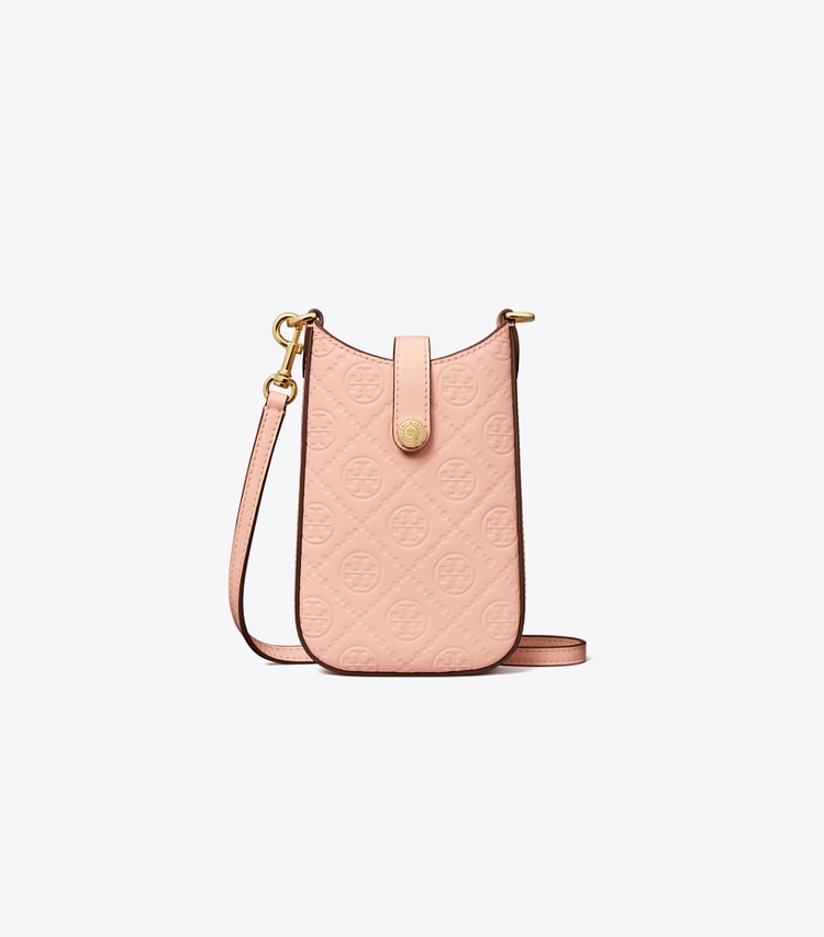 Tory Burch designer mini bags T Monogram Leather Phone Crossbody in Blush front