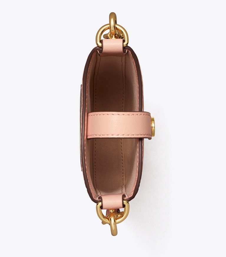 Tory Burch designer mini bags T Monogram Leather Phone Crossbody in Blush angle