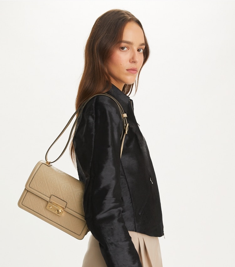 T Monogram Leather Shoulder Bag: Women's Designer Shoulder Bags | Tory ...