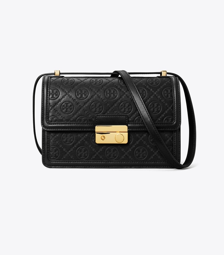 Tory Burch designer ショルダーバッグ Tモノグラム レザー ショルダーバッグ in Black front