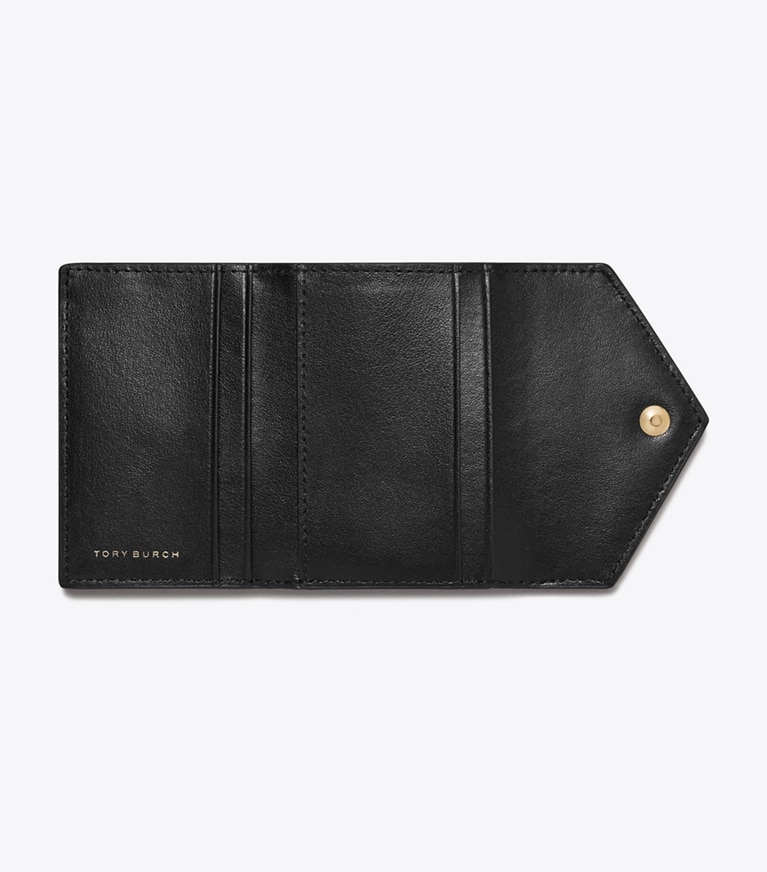 Tory Burch designer 財布 Tモノグラム レザー エンベロープ スモールウォレット in Black angle