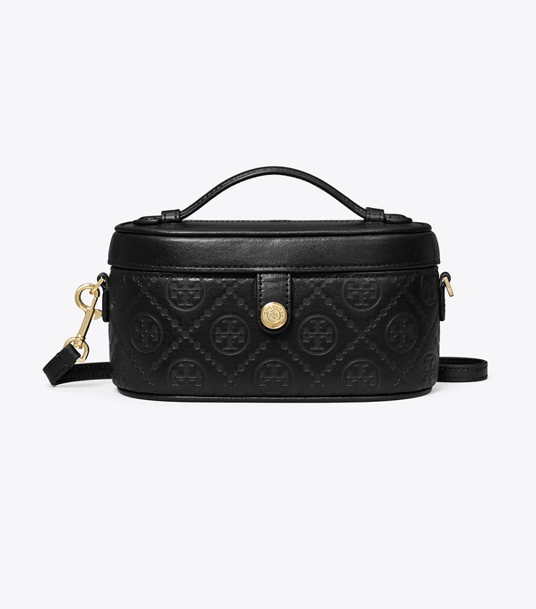 Tory Burch designer mini bags T Monogram Leather Vanity Case in Black front