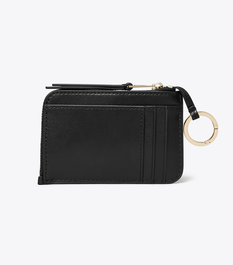 Tory Burch designer カードケース Tモノグラム レザー ジップカードケース in Black 戻る