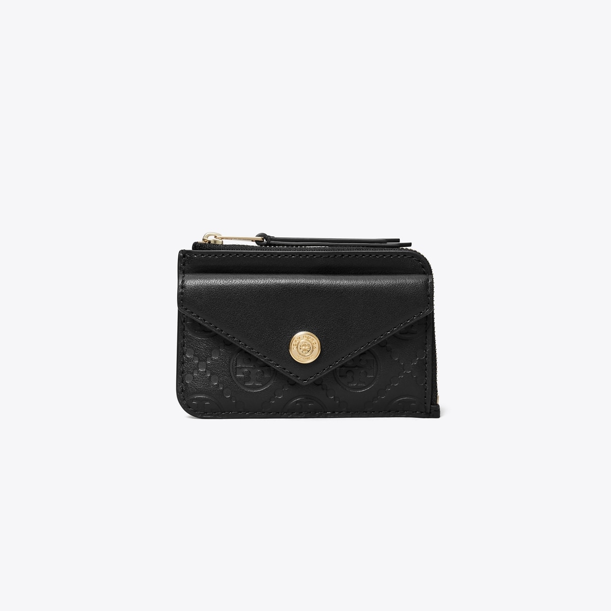 ポーチ LEATHER AND T MONOGRAM CASE Tory Burch T Monogram Contrast Embossed Leather Zip Card