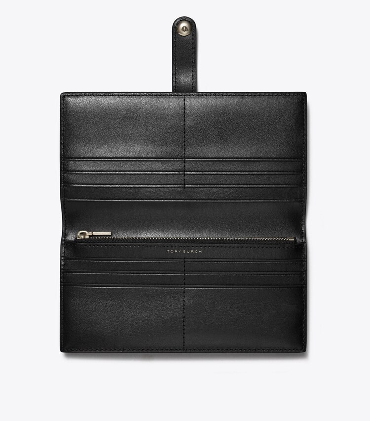 Tory Burch designer wallets T Monogram Leather Zip Slim Wallet in Black overhead