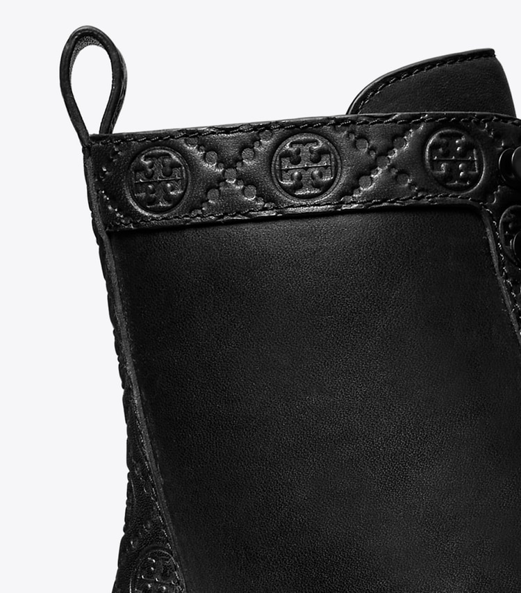 Tory Burch designer ankle boots T Monogram Lug Boot in PERFECT BLACK detail