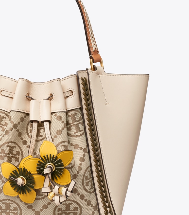 Tory Burch designer satchels T Monogram McGraw Braided Dragonfly in Hazelnut angle