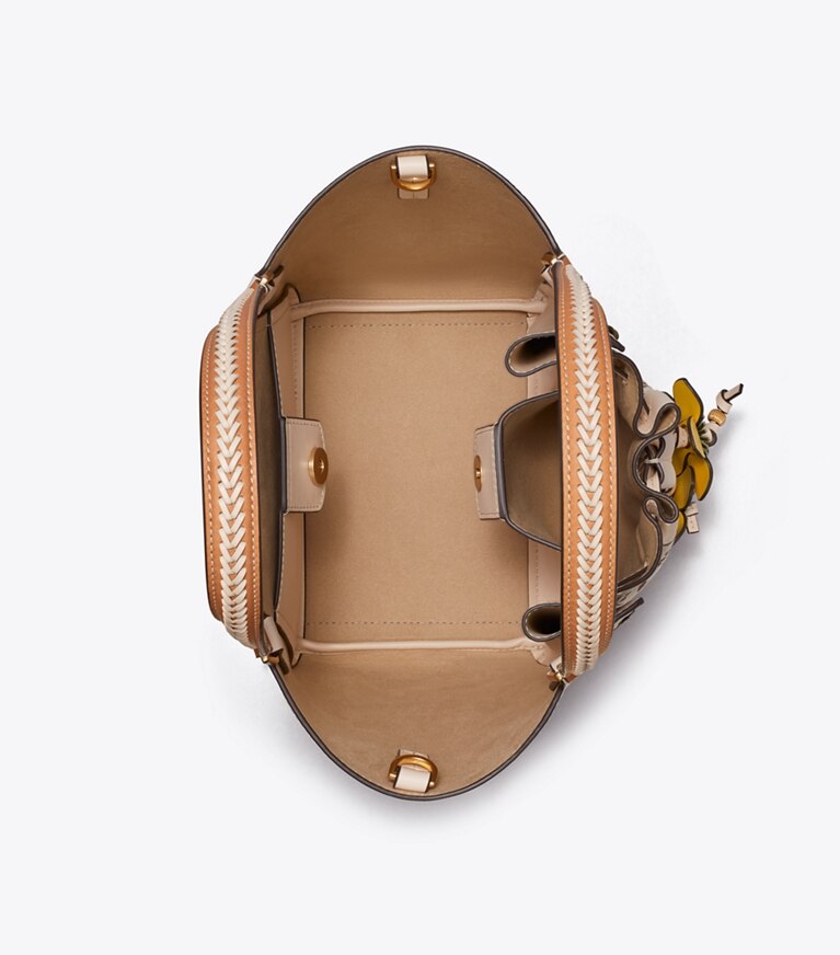 Tory Burch designer satchels T Monogram McGraw Braided Dragonfly in Hazelnut angle