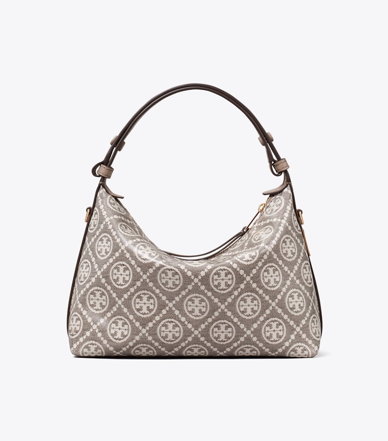 Tory Burch designer shoulder bags T Monogram Mellow Shoulder Bag in Charcoal back