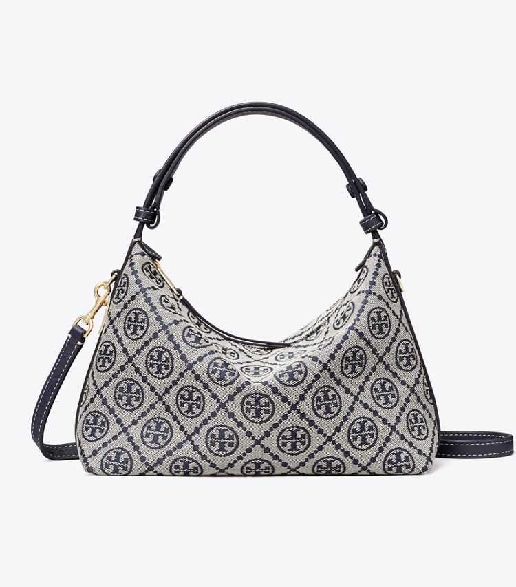 Tory Burch designer shoulder bags T Monogram Mellow Shoulder Bag in TORY NAVY front