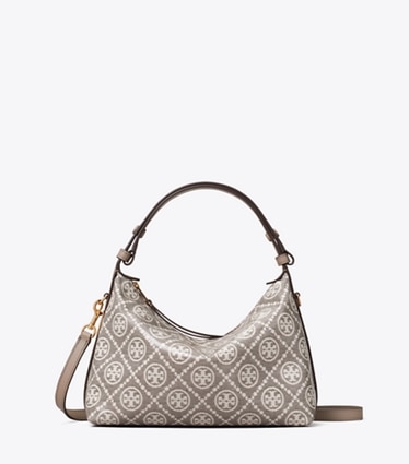 Tory Burch designer shoulder bags T Monogram Mellow Shoulder Bag in Charcoal front