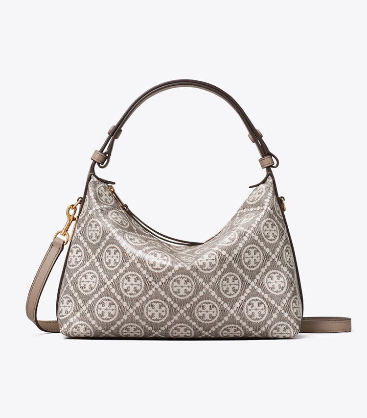 Tory Burch designer shoulder bags T Monogram Mellow Shoulder Bag in Charcoal front