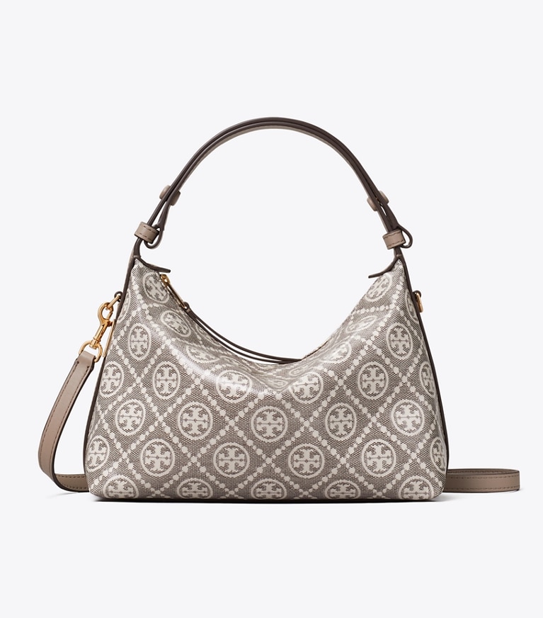 Tory Burch designer shoulder bags T Monogram Mellow Shoulder Bag in Charcoal front