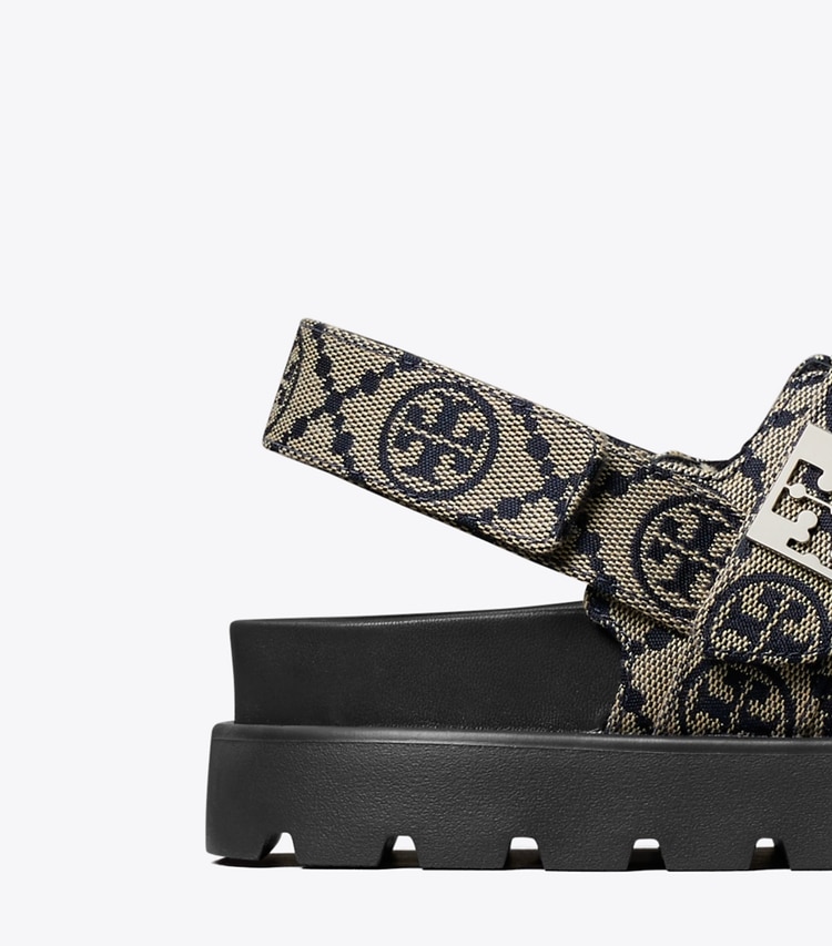 Tory Burch designer sandals T Monogram Mellow Sport Sandal in T MONOGRAM PERFECT NAVY detail