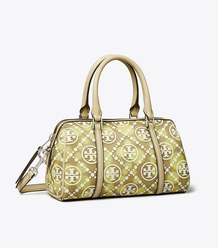 Tory Burch designer クロスボディバッグ Tモノグラム メッシュ ドット プチバレルバッグ in Khaki / Honeydew angle