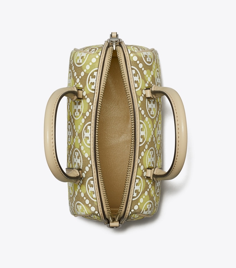 Tory Burch designer クロスボディバッグ Tモノグラム メッシュ ドット プチバレルバッグ in Khaki / Honeydew angle