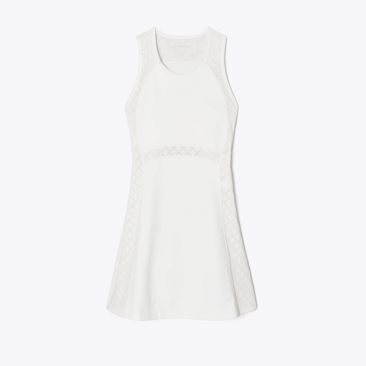 Tory Burch Women's T Monogram Mesh Tank Dress in Snow White, size S
