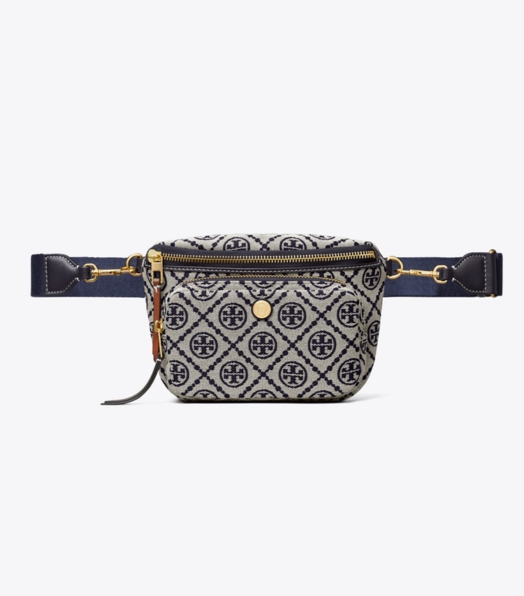 Tory Burch designer belt bags T Monogram Mini Belt Bag in Tory Navy front