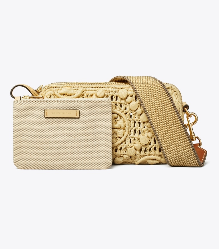 Tory Burch designer crossbody bags T Monogram Mini Miller Raffia Crossbody Bag in Natural angle