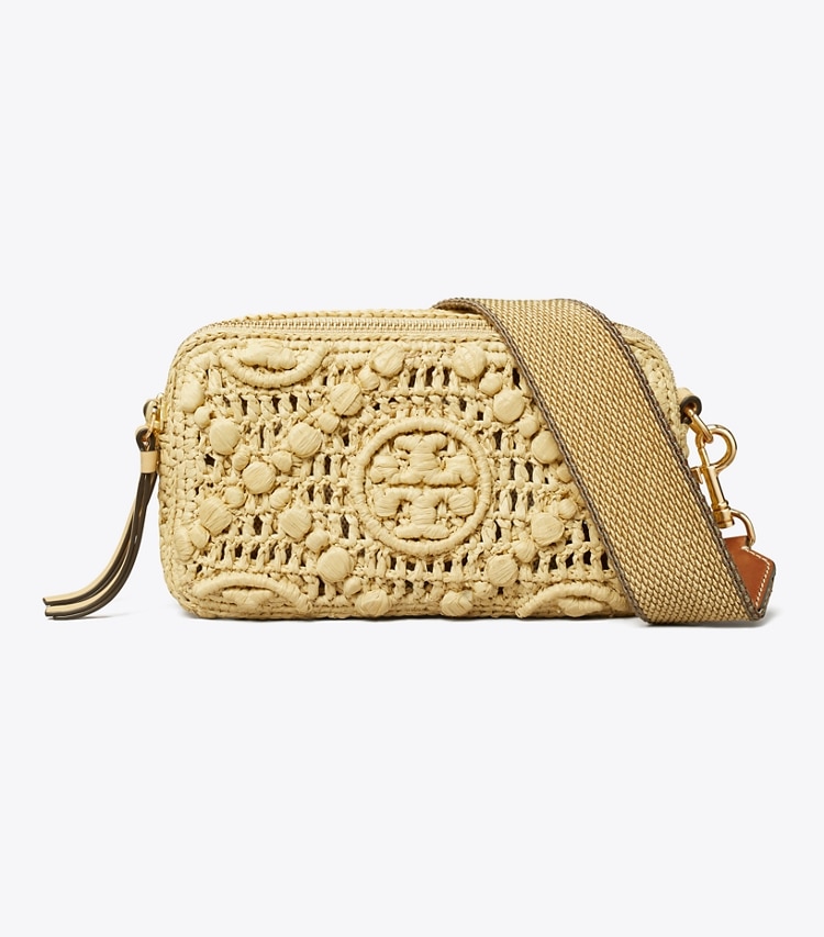 Tory Burch designer crossbody bags T Monogram Mini Miller Raffia Crossbody Bag in Natural front